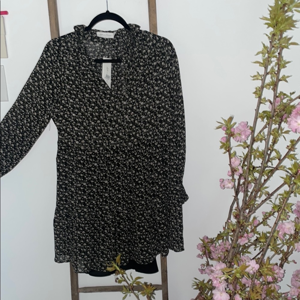 All in Favor Black Floral Dress